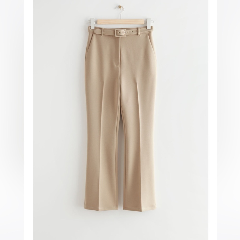 & Other Stories belted stretch kick flare trousers